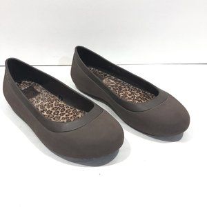 Crocs Womens Mammoth Espadrilles Leopard Print Lined Brown Ballet Flats Size 8